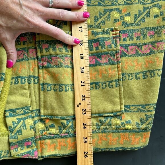 BDG Oversized Boho Open Front Hoodie Sweatshirt Front Pockets Aztec Print Sz XS - Picture 14 of 14
